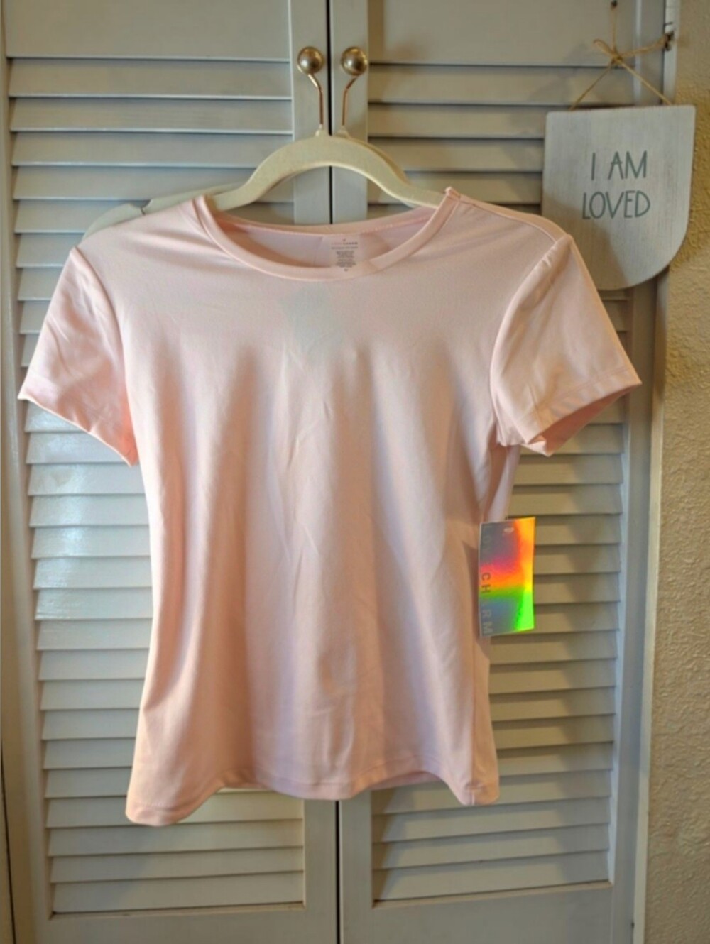 NWT Love Charm Everyday ActiveWear Crewneck Tee in Light Pink Medium